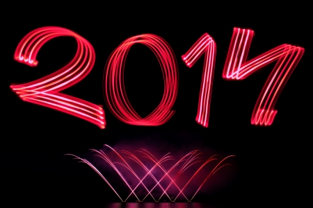 New Year 2014 with Fireworksの写真素材