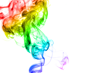 Rainbow smoke isolated on white backgroundの写真素材