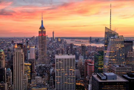 New York City Midtown with Empire State Building at Amazing Sunsetの写真素材