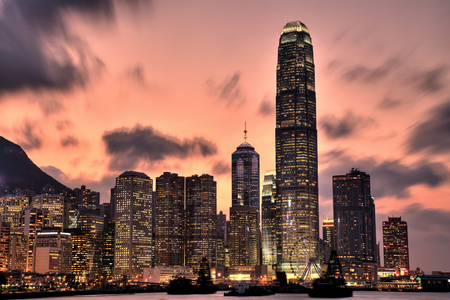 Hong Kong Skyline at Sunsetの写真素材