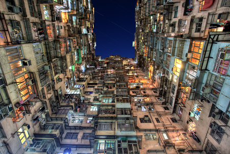 Old Colorful Apartments in Hong Kongの写真素材