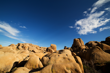 Rocks with Blue Sky in the Joshua Tree National Park, USAの写真素材