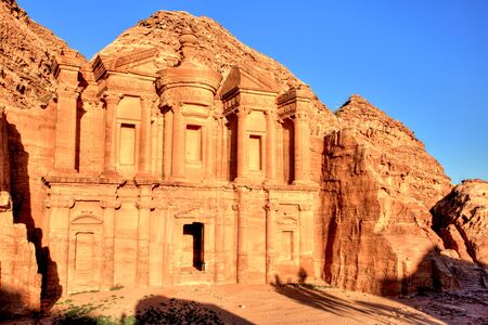The Monastery (El Dayr) in Petra Ancient City in a Golden Sun, Jordanの写真素材