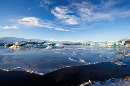 Icebergs in the Jokulsarlon Glacial Lagoon in Skaftafell NP, Iceland