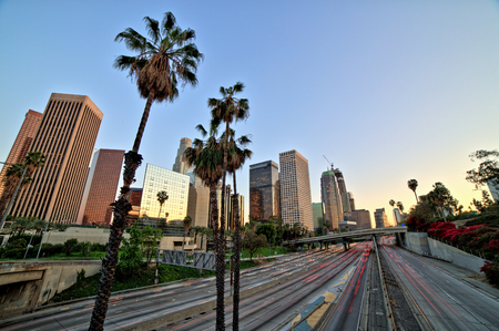 City of Los Angeles Downtown at Sunsetの写真素材