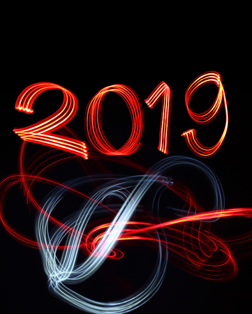 New Year's Eve 2019 with Abstract Lightsの写真素材
