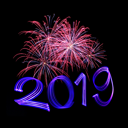 New Year's Eve 2019 with Fireworksの写真素材