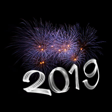 New Year's Eve 2019 with Fireworksの写真素材