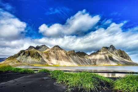 Stokksnes Mountain on Vestrahorn Cape during Beautiful Sunny Day, Iceland