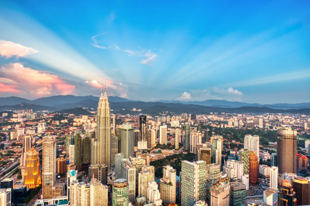 Kuala Kumpur skyline at sunset, Malaysia