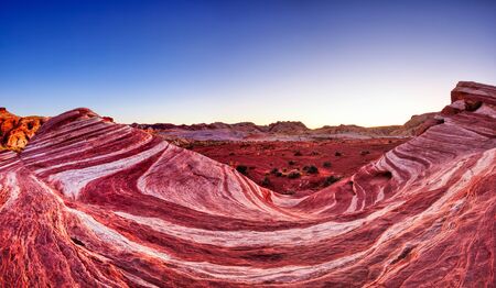 Fire Wave in Valley of Fire State Park at Dusk near Las Vegas, Nevada, USAの写真素材