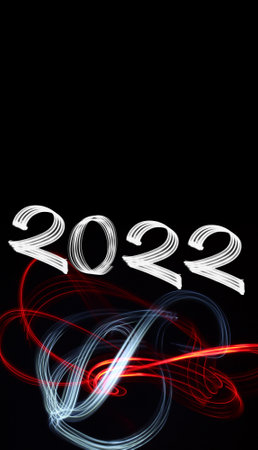 New Year 2022 Bright Lights with Fireworksの写真素材