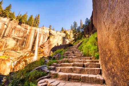 Vernal Falls in Yosemite Valley, Yosemite National Park, Californiaの写真素材