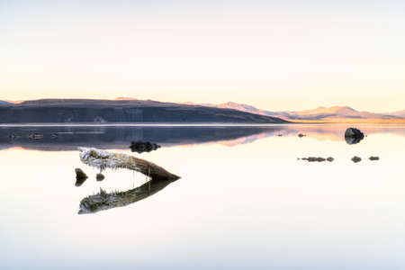 Reflection on the Salty Mono Lake, California, USAの写真素材