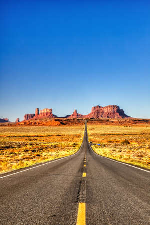 Road to Monument Valley during a Sunny Day, Border of Utah and Arizona, USAの写真素材