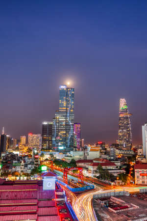 Ho Chi Minh City Cityscape at Dusk, Vietnamの写真素材