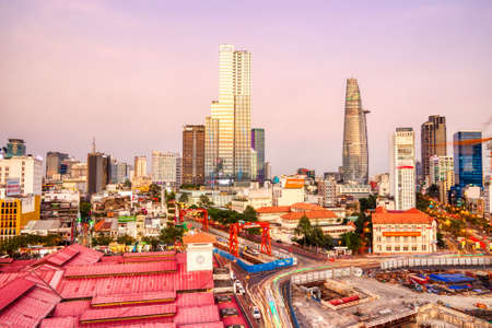 Ho Chi Minh City Cityscape at Dusk, Vietnamの写真素材