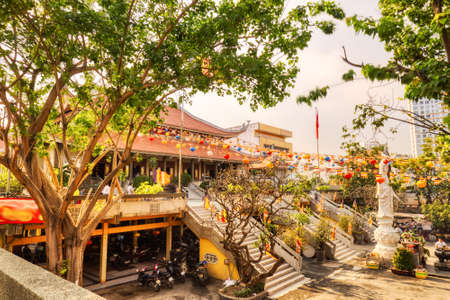 Vinh Nghiem Pagoda on a Sunny Day in Ho Chi Minh City, Vietnamの写真素材