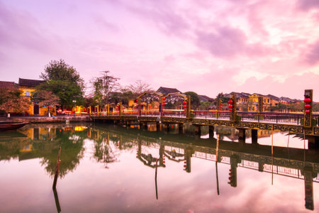 Bridge of Lights at Dusk, Hoi An, Vietnamの写真素材