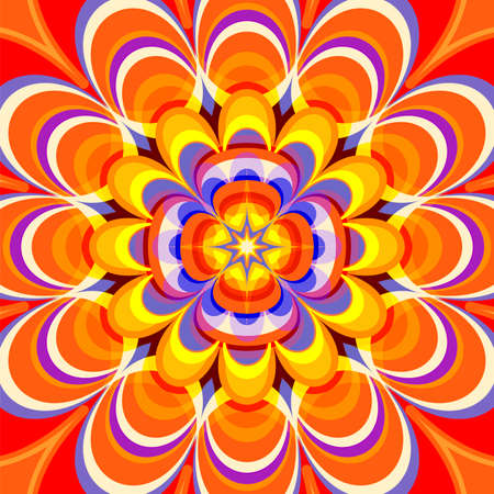 Orange Fractal Psychedelic Mandala Backgroundのイラスト素材