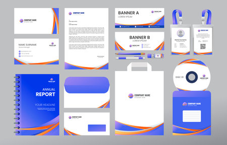 Modern Blue Business Stationary Kitのイラスト素材