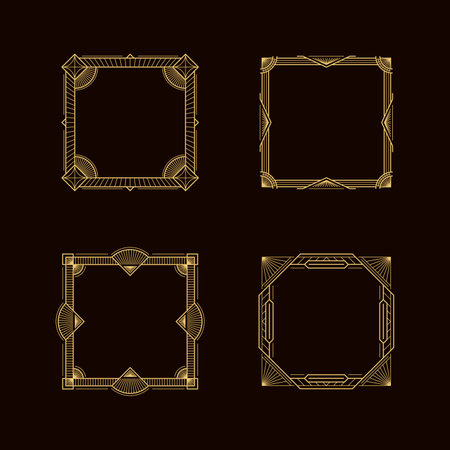 Art Deco Vintage Geometric Frame Setのイラスト素材