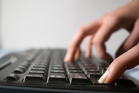 working with keyboardの写真素材