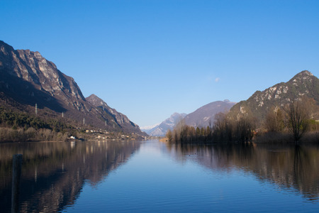 view on lake idroの写真素材