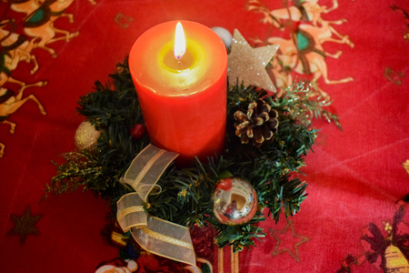 christmas candle flameの写真素材