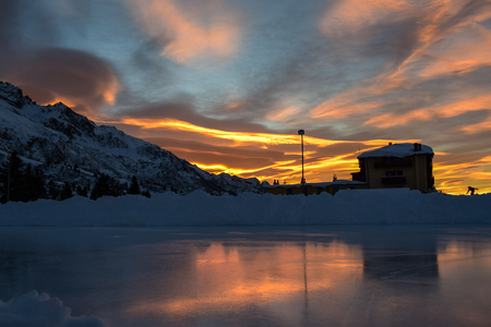sunset in alpsの写真素材