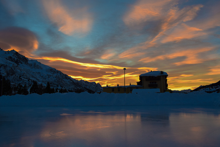 sunset in alpsの写真素材