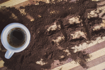 coffee on the tableの写真素材