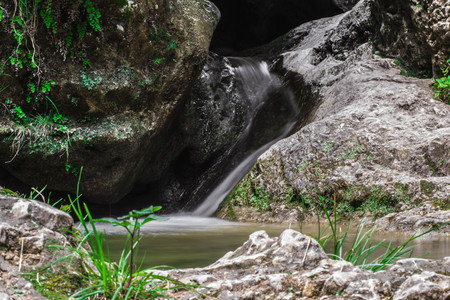 waterfall on iseo lakeの写真素材