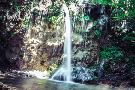 waterfall on iseo lakeの写真素材