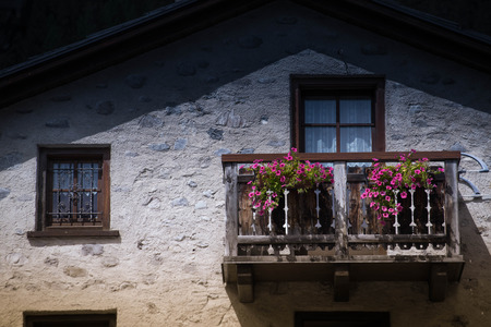an old wooded balconyの写真素材