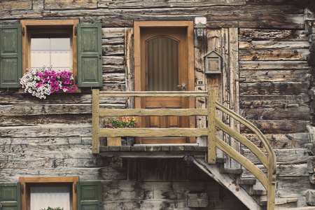 an old wooded balconyの写真素材
