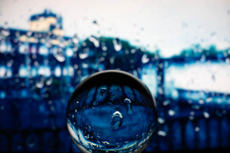 a trasparent crystal ball vith wonderfull viewの写真素材