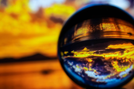 a trasparent crystal ball vith wonderfull viewの写真素材