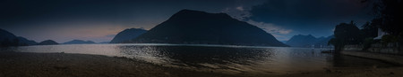 beautifull sunset on iseo lakeの写真素材