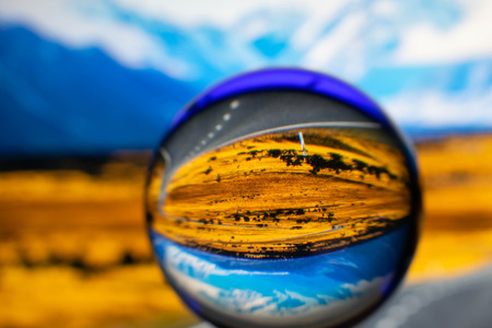 a trasparent crystal ball vith wonderfull viewの写真素材