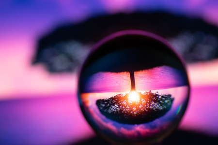 a trasparent crystal ball vith wonderfull viewの写真素材