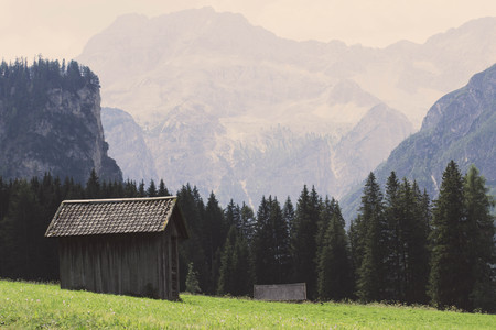 old wooded mountain houseの写真素材