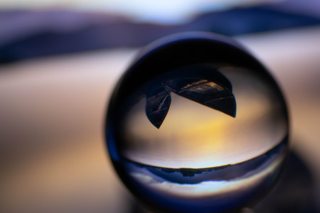 a trasparent crystal ball vith wonderfull viewの写真素材
