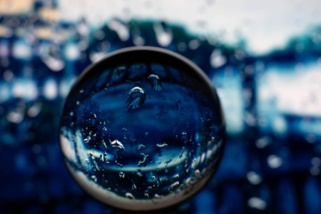 a trasparent crystal ball vith wonderfull viewの写真素材