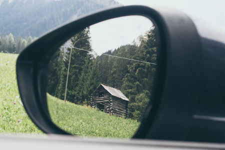 mountain view from my carの写真素材