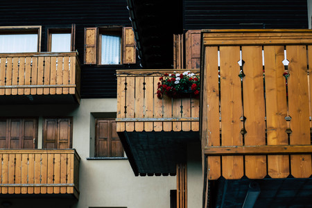 an old wooded balconyの写真素材