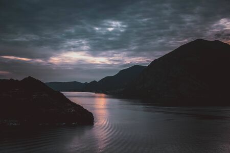 beautifull view on iseo lakeの写真素材