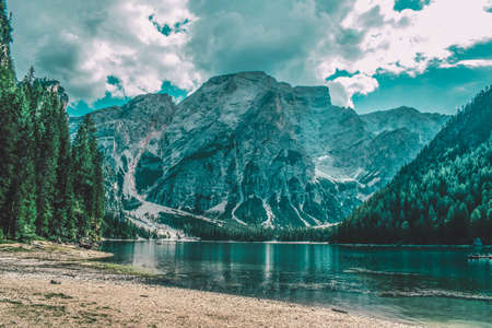 fantastic view on lake braiesの写真素材