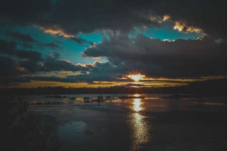 fantastic landscape of iseo lakeの写真素材