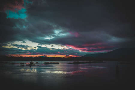 fantastic landscape of iseo lakeの写真素材
